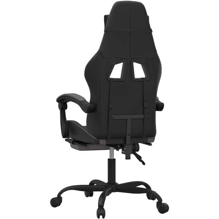 Геймерське крісло, офісне крісло, з підставкою для ніг, чорно-сіре, штучна шкіра