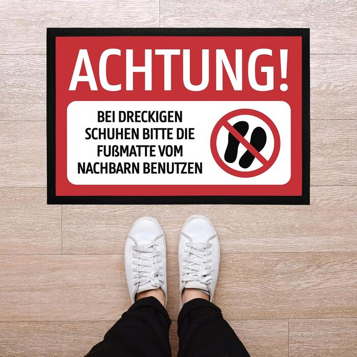 Килимок MoonWorks Увага Якщо ваше взуття брудне, будь ласка, скористайтеся килимком сусіда. Забавний, нековзний та миється. Чорний, 60x40 см. Увага, чорний
