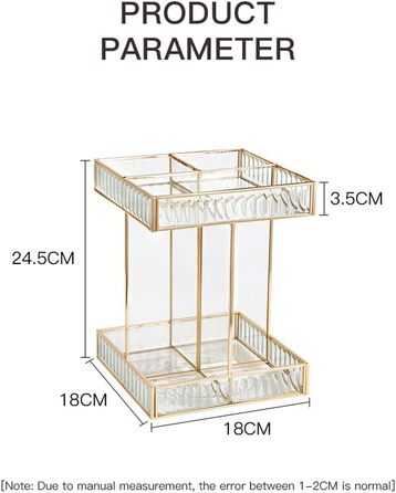 Обертовий косметичний органайзер на 360, органайзер для макіяжу великої місткості, скляні органайзери для догляду за шкірою, для туалетного столика, спальні, ванної кімнати, прозорий