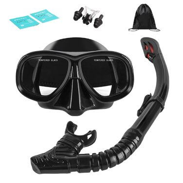 Набір для снорклінга з лінзами для корекції зору, діоптрій від 0 до -6, комплект для дорослого снорклінга з маскою для дайвінгу з захистом від запотівання та сухим снорклінгом, комплект для дорослого снорклінга чорного кольору -3.5