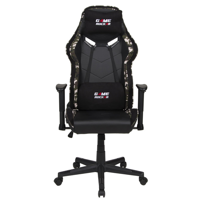 Ігрове крісло GAME ROCKER G-30 зі штучної шкіри, чорний/камуфляжно-зелений, вантажопідйомність до 110 кг