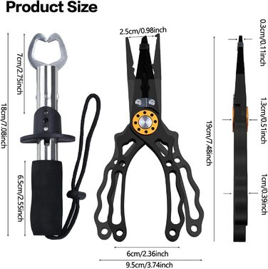 Набір із 4 предметів, стійкий до корозії інструмент для морської риболовлі, багатофункціональні алюмінієві рибальські плоскогубці з інноваційною ергономічною ручкою, рибальські подарунки для чоловіків