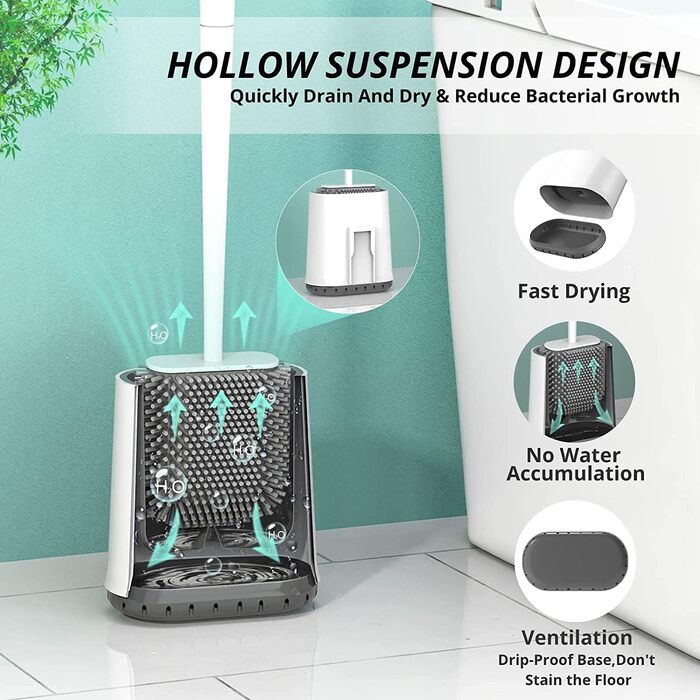 Щітка для туалету силіконова, щітка для туалету силіконова з тримачем для швидкого висихання, щітка для туалету настінна та стояча