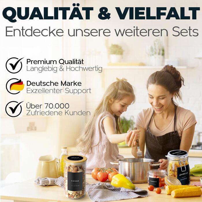 Етикетки для зберігання - Набір для кухні XXL Чорний - самоклеючі (288 шт. ) - Наклейки круглі мінімалістичні - водонепроникні Ети