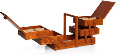 Шкатулка для шиття Prym 612551 з темного дерева, L високоякісна дерев&39яна шкатулка з системою гармошка, ідеально підходить для зберігання швейного приладдя, котушок ниток, голок та аксесуарів. Темне дерево. Д 45 см x 28 см x 23 см