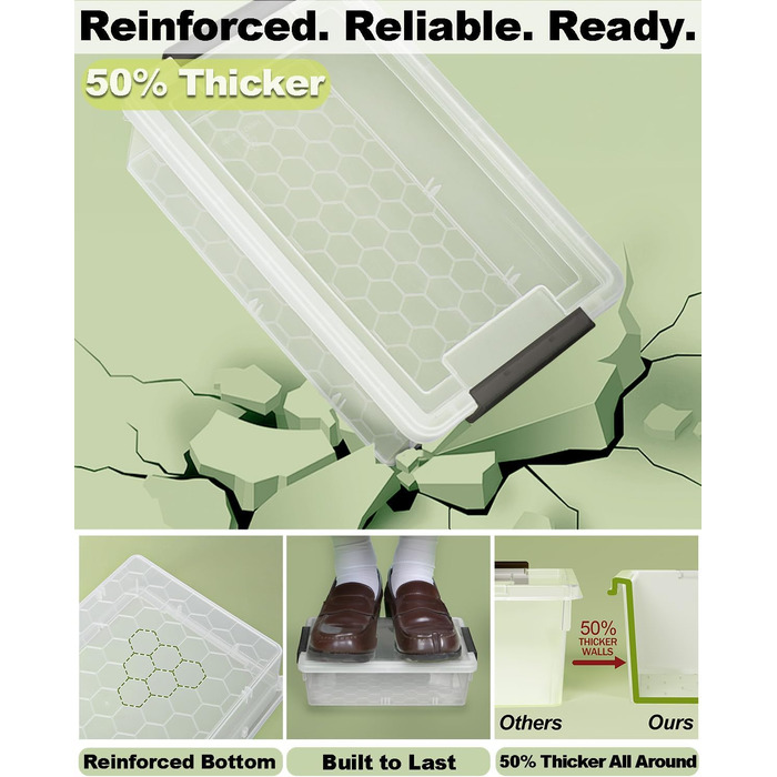 Набір із 6 коробок для зберігання об&39ємом 2,1 л з кришками, маленьких (23,6x15x7 см), потовщених коробок для зберігання з відділеннями, прозорої пластикової коробки з кришкою, штабелюваних коробок для зберігання ручок, будівельних блоків, приладдя для р