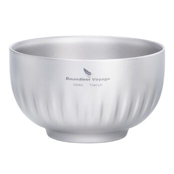 Мл титанова чаша з подвійними стінками, вівсянка, рисовий суп, надлегка портативна чаша для кемпінгу на свіжому повітрі, металева чаша Ti1164T 350 мл Ti1164t, 350
