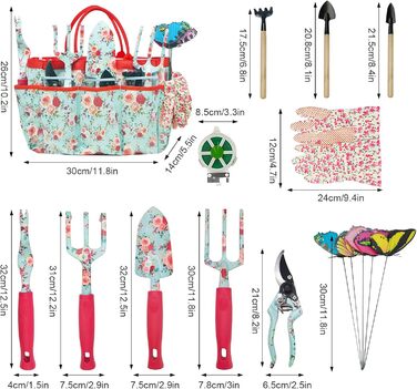 Набір садових інструментів Gartenwerkzeug, 16 предметів подарунковий набір для квітів та саду, з ножицями для обрізки та сумкою для зберігання. Ідеальний подарунок для садівників та садівниць.