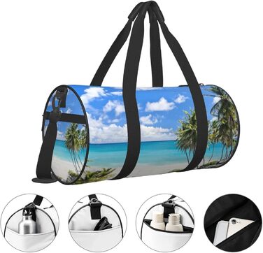 Спортивна сумка / Дорожня сумка, біла, з пляжним принтом, сумка на нічліг, чорна, універсальний розмір, сумка для подорожей
