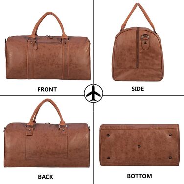 Чоловіча водонепроникна дорожня сумка для вихідних, дорожня сумка великої місткості, спортивна сумка, велика сумка для вихідних, велика ручна поклажа, дорожня сумка для чоловіків та жінок, 20 дюймів, коричнева