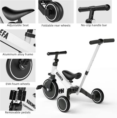 В 1 дитячий триколісний велосипед-балансир від 1 року, дитячі триколісні велосипеди-балансири з регульованим по висоті сидінням дл