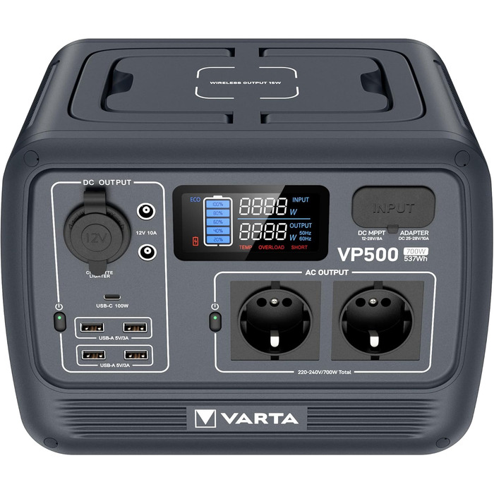 Портативна електростанція, генератор LiFePO4 537 Втгод, 700 Вт (пікова потужність 1400 Вт), акумулятор, аварійне живлення для кемпінгу, відпочинку та відключень електроенергії., 500