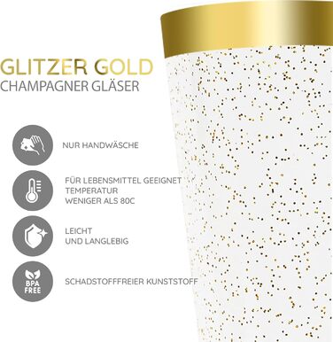 Набір келихів для шампанського LStex 60 шт. пластикові з золотим блиском Набір келихів для вина Підходить для весільних вечірок та
