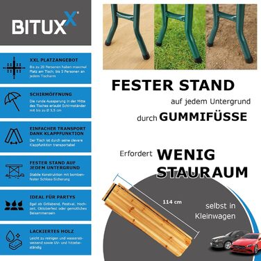 Комплект пивного намету BITUXX, комплект фестивального намету, пивний стіл, хрестовий стіл, стоячий стіл, Quattro, складаний, хрестоподібної форми, 241 см з підставкою для парасольки
