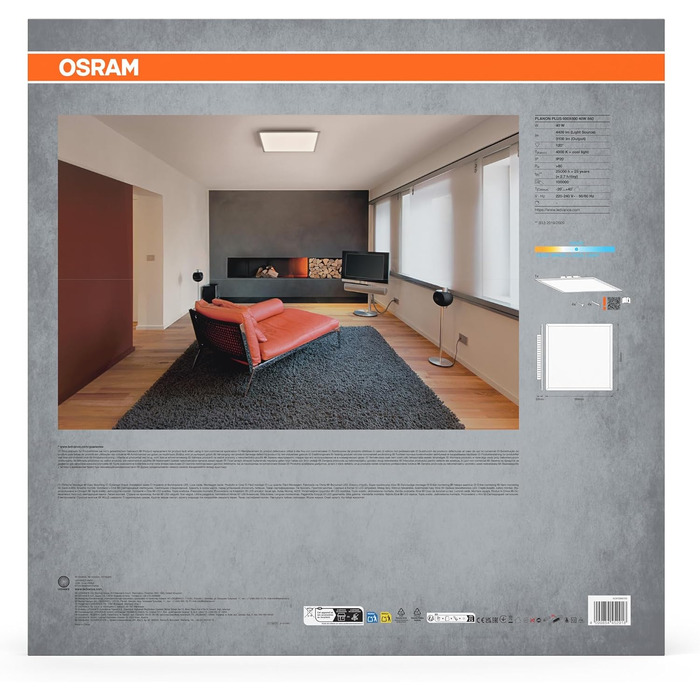 Стеляний світильник Osram Planon Plus, 36Вт, 600x600мм, 4000К