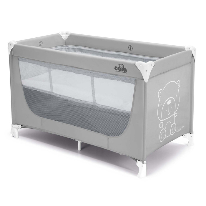 Дитяче ліжечко Pisolino Baby Travel Cot для дітей від 0 до 36 місяців Teddy Grey Дитяче ліжечко, включаючи матрац та сумку для транспортування