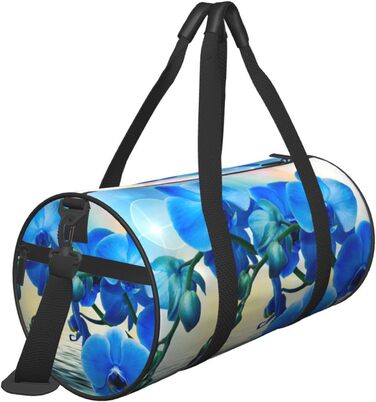 Спортивна сумка для подорожей з елегантним орхідейним принтом, чорна, універсальний розмір