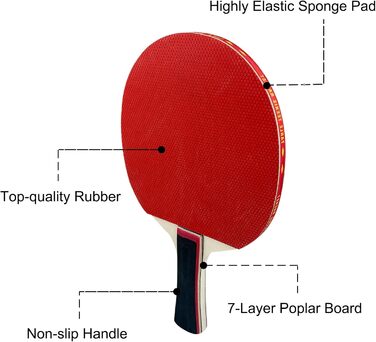 Набір для настільного тенісу Diompirux Premium 2 ракетки + 3 м’ячі + чохол 7-шарова тополя + високоякісна гума для початківців, профі, сім’ї посилена ручка