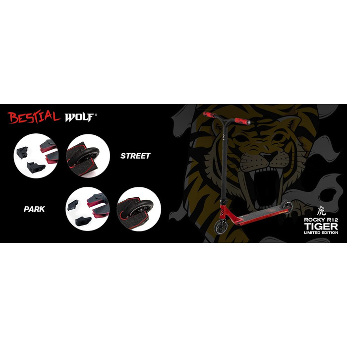 Звірячий вовк Rocky R12 Повний самокат Самокат для фрістайлу Самокат для трюків Самокат для трюків Професійний самокат Сильний сам