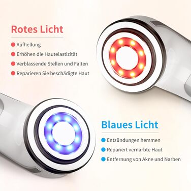 Масажер для обличчя проти зморшок 5 в 1 радіочастотний пристрій для обличчя з 2 світлодіодними світлотерапією RF вібрація іон для боротьби зі зморшками і старінням видалення вугрів глибоке очищення догляд за обличчям