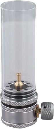 Головка газового ліхтаря для кемпінгу з регульованою яскравістю, конструкція з алюмінієвого сплаву та скла, сумісна зі стандартними накручуваними газовими балонами з ізобутаном