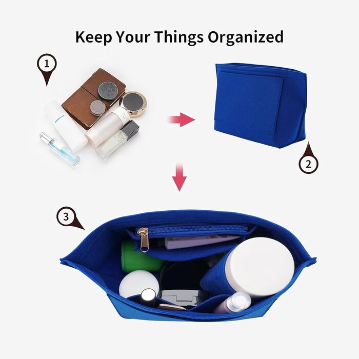 Фетровий органайзер для сумочки Longchamp Le Pliage S (маленький, синій) Small Blue