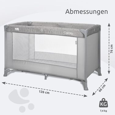Дитяче ліжечко Lorelli Baby Travel Cot, 2 в 1, дитяче ліжечко та манеж Carina, дитяче ліжечко від народження до 15 кг, складне, включаючи сумку для транспортування, сірий