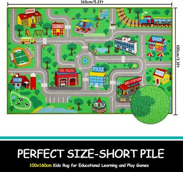 Дитячі килимки ігровий килимок для дітей місто 160х100см нековзний дитячий килимок ігровий килимок машинного прання з коротким вор