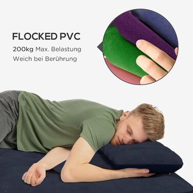 Надувний матрац Outsunny для 2 осіб, що самонадувається, килимок для сну, надувне ліжко з ручним насосом та подушкою, надувний матрац, матрац для гостей, килимок для сну, ліжко для гостей для кемпінгу та домашнього використання, 203 x 152 x 22 см