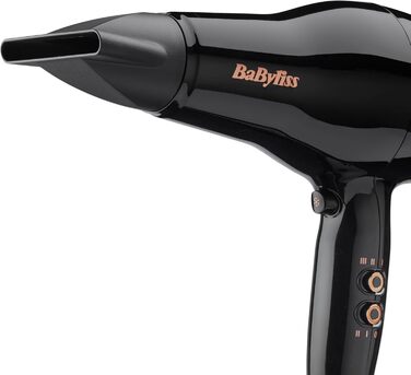 Фен BaByliss Pro Power D5245E EU Потужний (2300 Вт), професійний AC-двигун, іонна технологія проти особливого пушення, 3 температурні та 2 швидкісні режими, чорний