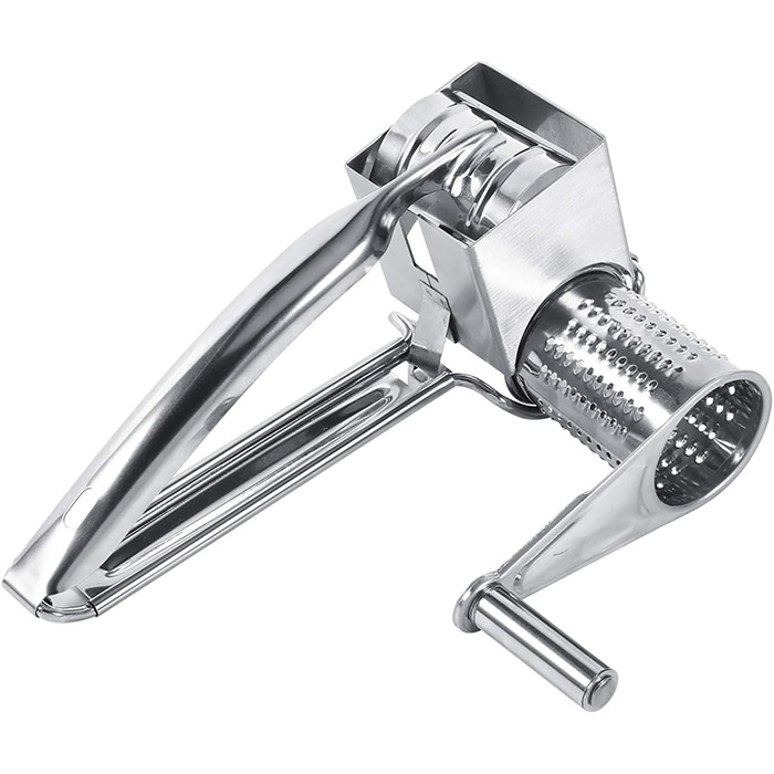 Терка для сиру з нержавіючої сталі з 1 барабаном, багатоцільові кухонні вироби, ротаційний, міцний і довговічний дисковий інструмент для подрібнення