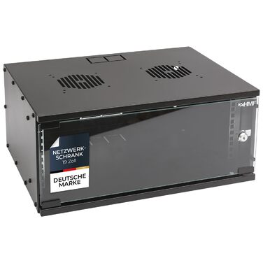 Мережева шафа HMF 65704-02, серверна шафа 19 дюймів 4U Глибина 400 мм скляні двері чорний 4U чорний