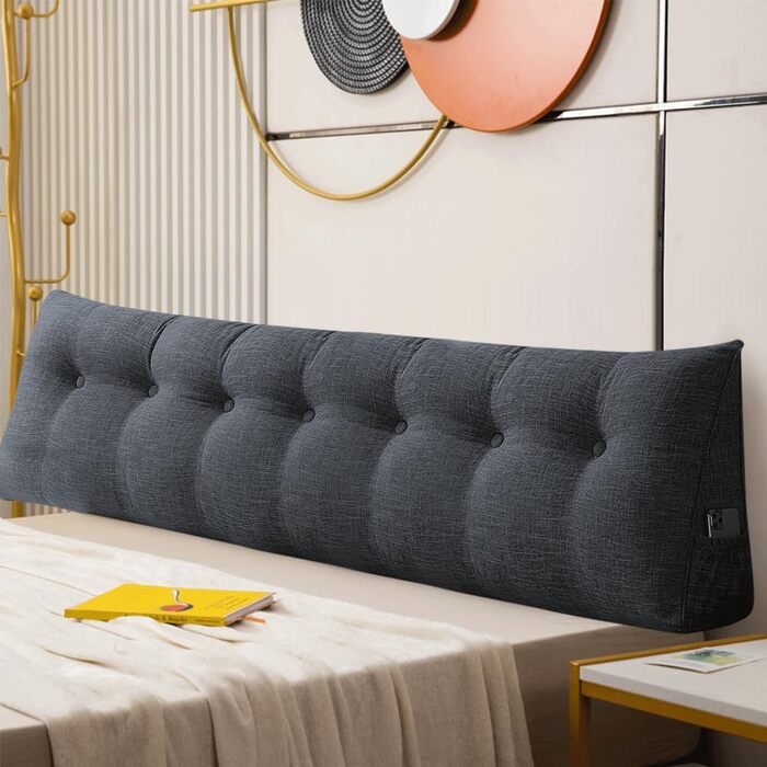 Подушка для читання homewell, трикутна поперекова опора, подушка, знімна, для читання, відпочинку, перегляду телевізора, спальня, темно-сіра (200 см) темно-сіра 200 см