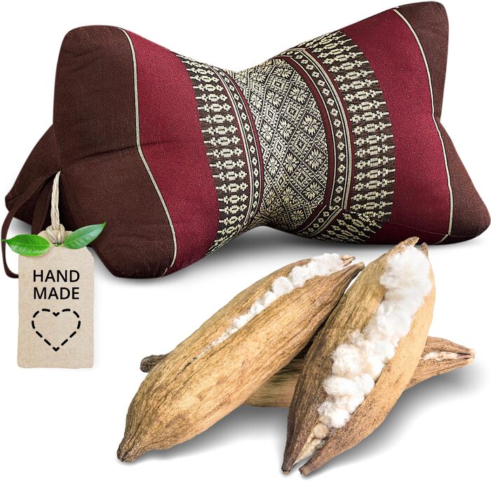 Подушка для шиї livasia з кісткою - Ø 15x32 см - Подушка для шиї у формі кістки, подушка для дивана, подушка для читання з капоком, подушка для саду та балкону, дорожня подушка ручної роботи (бордова)