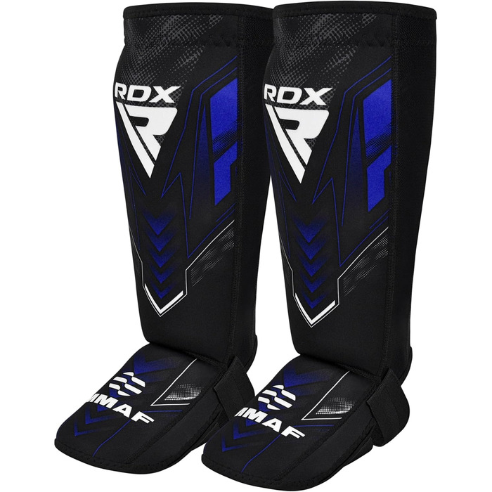 Щитки для гомілок RDX IMMAF для кікбоксингу, захисні накладки на підйомники для боксу, бойових мистецтв, ММА, спарингу, захист ніг для чоловіків та жінок, спорядження для кікбоксингу, синій розмір S