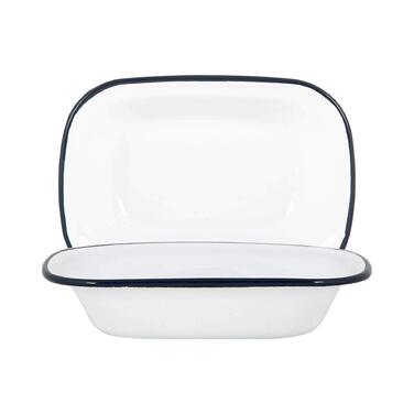 Тарілки для тортів та інших страв Argon Tableware з білої емалі - 20 см - темно-сині - упаковка з 2 шт.