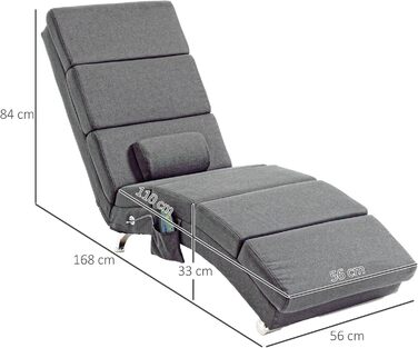 Шезлонг HOMCOM для відпочинку з 5 режимами масажу, поперековою подушкою, функцією підігріву, бічною кишенею, пультом дистанційного керування, імітацією льону, темно-сірим