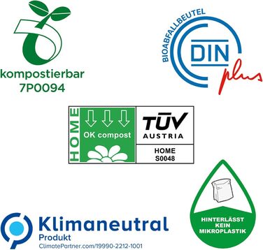 Компостовані пакети для біовідходів bioMat об&39ємом 10 л з ручкою для перенесення, 104 пакети, преміальна якість, сертифіковані DIN, кліматично нейтральні, зроблені в Німеччині