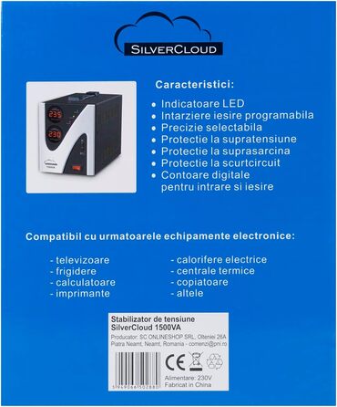 Стабілізатор напруги SilverCloud 1500 ВА 900 Вт 1500 ВА / 900 Вт