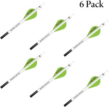 3-крильне стабілізуюче оперення Quikfletch Twister 5.1 см для підвищення точності стріл для складного лука та арбалетних болтів, 6 шт. , біла трубка, зелено-білі леза