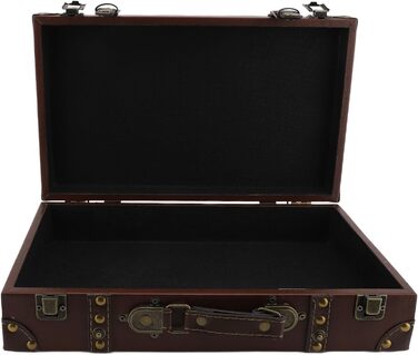 Вінтажна шкіряна дерев&39яна валіза, 34 x 20,5 x 8 см, декоративний футляр для зберігання речей для дому, фотореквізит, коричневий