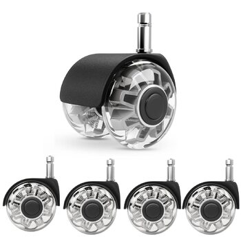 Коліщатка для офісних стільців (1000 кг) - 122 мм, плавно котячі та тихі ролики для твердої підлоги, стілець для ігрових стільців, підходить для будь-якої підлоги, без подряпин (комплект з 5 шт.) сірого кольору 11 мм