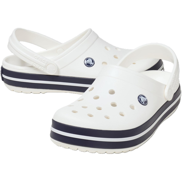 Сабо Crocs унісекс для дорослих з крокодиловою стрічкою, білий/білий/темно-синій, 12 жіночих/10 чоловічих