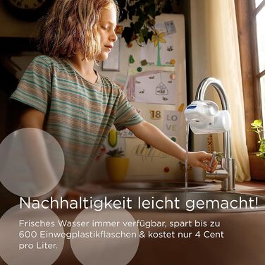 Фільтр для води BRITA для крана ON TAP Pro V-MF вкл. 1 фільтруючий картридж (600 л) - зменшує 99,99 бактерій, хлору, мікропластику та важких металів / цифровий РК-дисплей показує залишок ємності.