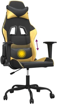 Ігрове крісло Tidyard з функцією масажу, офісне крісло, ігрове крісло, геймерське крісло, чорно-золота штучна шкіра