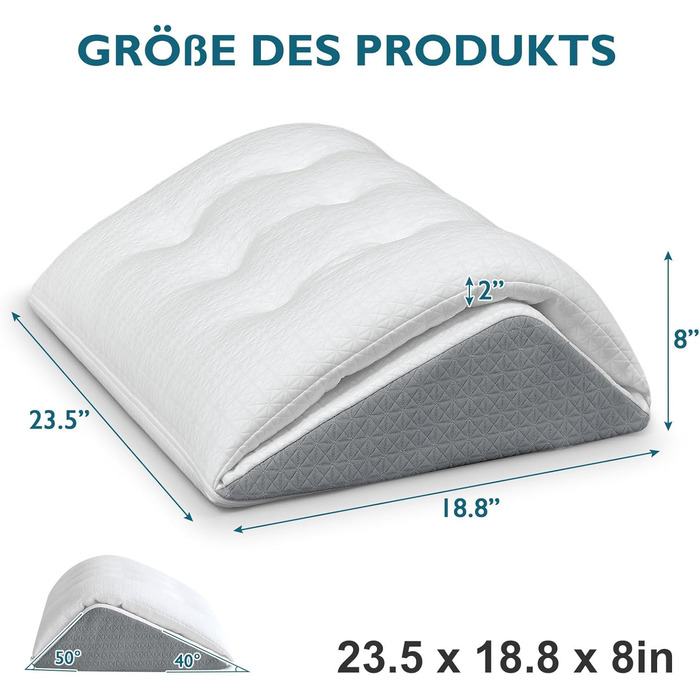 Подушка для підняття ніг TANYOO, подушка для колін для тих, хто спить на спині, двошарова трикутна подушка з піни з ефектом пам&39яті для ніг після операції