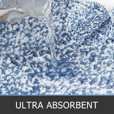 Комплект килимків для ванної кімнати Pauwer Soft, 3 предмети, вбираючі килимки для ванної з мікрофібри та килимок для туалету, пухнастий килимок для ванної, нековзний, килимок для туалету, що миється, з вирізом, синій, 45 x 65 45 x 120 U 50 x 60 см