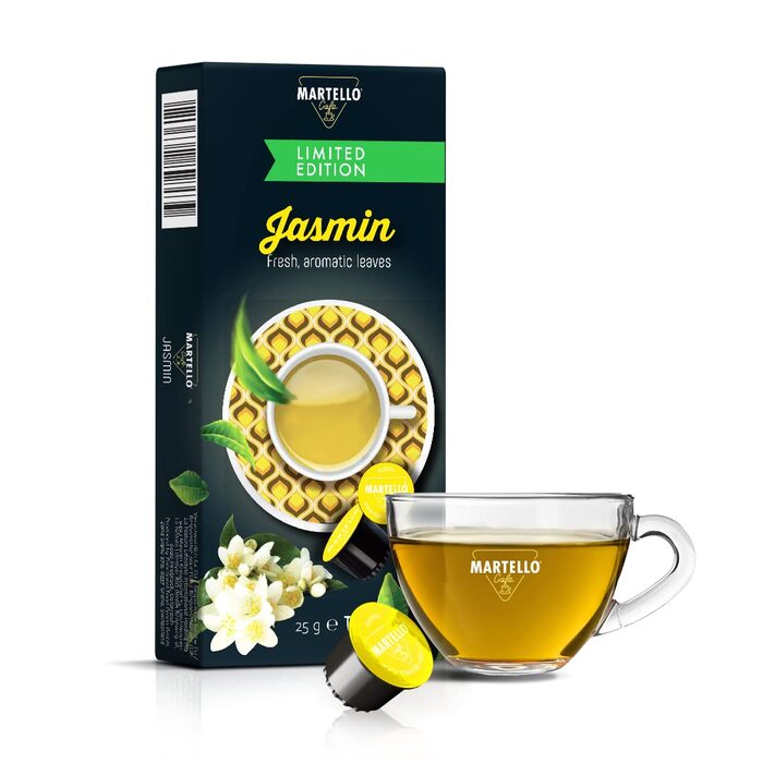 Чайні капсули Martello JASMIN - Свіже, ароматне листя - 200 капсул (20 x 10), сумісні з капсульними автоматами MARTELLO