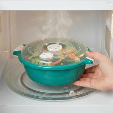 Набір із 2 чаш для мікрохвильової печі Lantelme, об&39ємом 1,8 літра, з отвором для пари, виготовлено в Німеччині, штабелюються, можна мити в посудомийній машині, пластикова чаша для мікрохвильової печі, холодильника/морозильної камери (зелена)