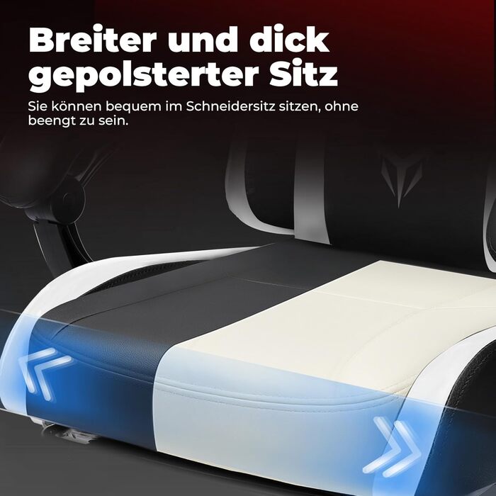 Ігрове крісло GTPLAYER, ергономічне офісне крісло, регульований підголівник та поперекова опора, ігрове крісло, білий колір